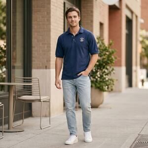 Vintage Nike Golf Men’s Polo Shirt, Navy Blue, Indian River Plantation, Large